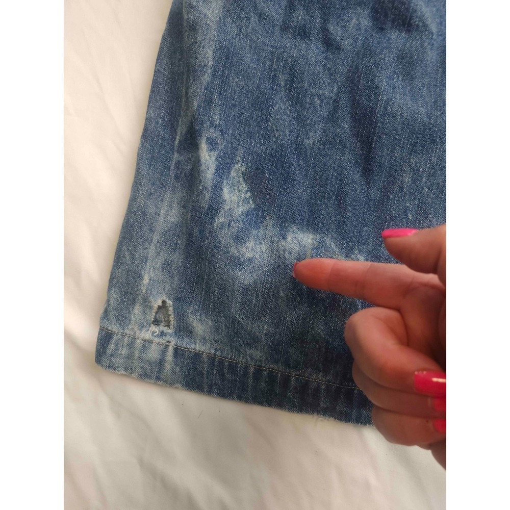 Vintage 80s 90s Blassport Skirt 4P Petite Blue Acid Wash Denim Indie Cabincore - Picture 4 of 10